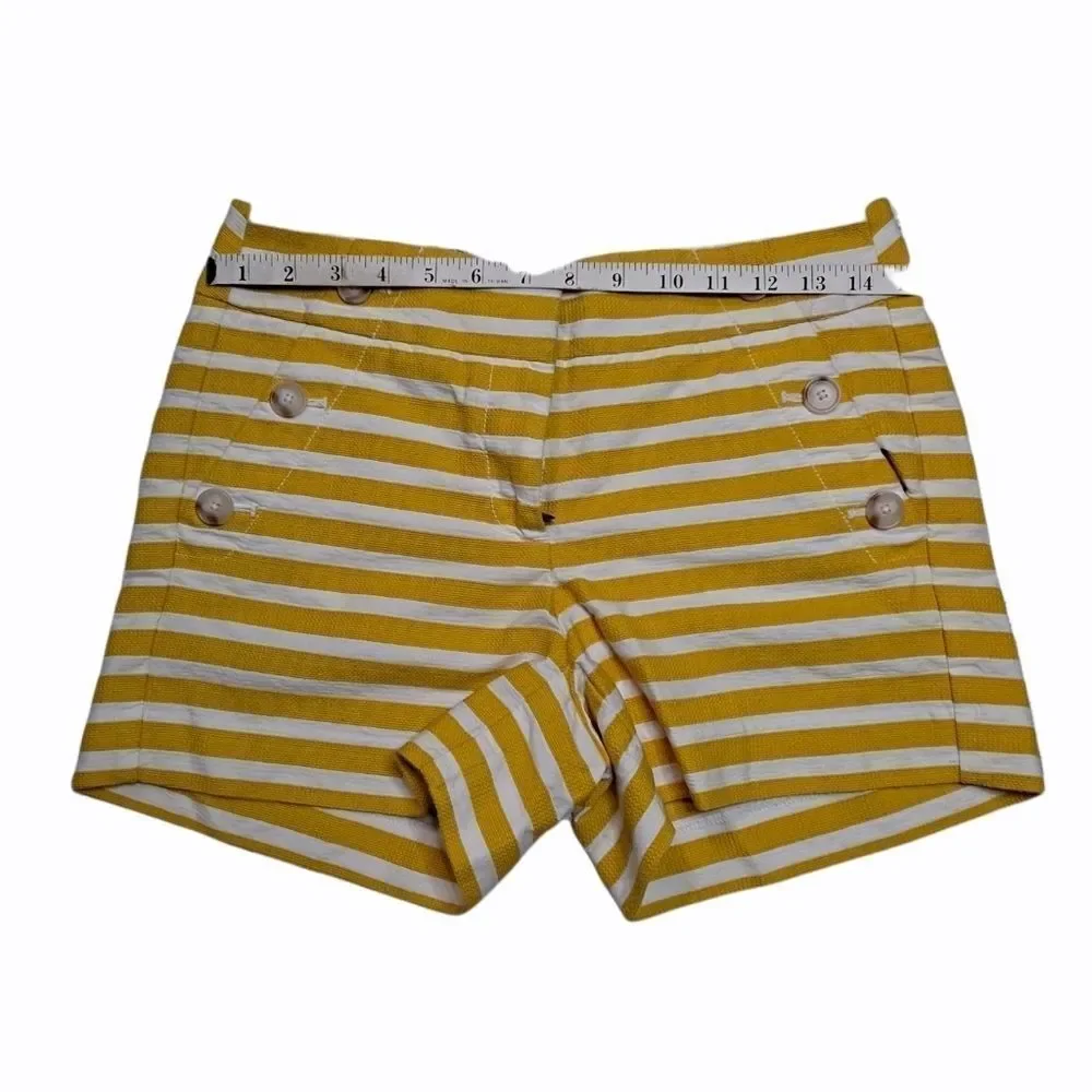 LOFT Striped Nautical Shorts Mustard Beige 0